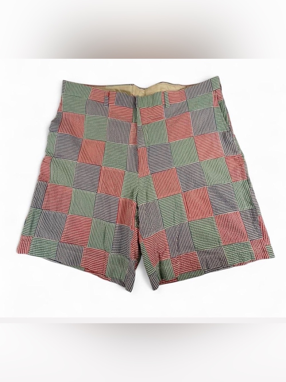 Vintage Berle Men's Checkerboard Cotton Shorts - Red, Green, Blue